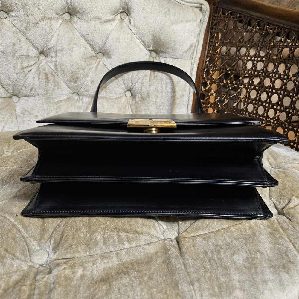 RARE Authentic Vintage Givenchy Black Shoulder Bag with Gold Accent - Picture 6 of 8
